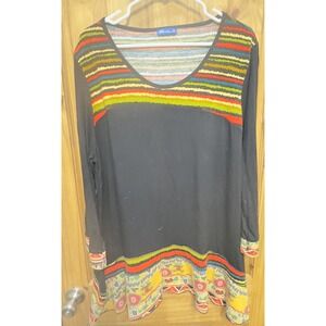 Aster by Fenn Wright Manson Boho Tunic Top 3X Multicolor Embroidered Floral